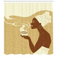 thumbnail image 3 of Ambesonne African Shower Curtain, Happy Afro Lady, 69"Wx75"L, Brown Pale Brown Cream, 3 of 3