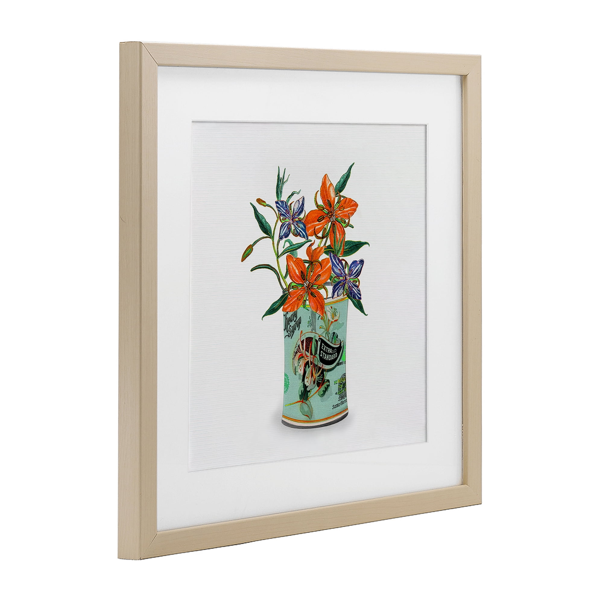 Stupell Industries Lilies in Retro Tin Birch Framed Print Under Glass, design by Val Rhodes