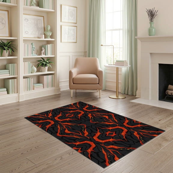 ODIKA Optical Molten Rock Effect Featuring Symmetrical Hallway Illusion for Home Office, Gaming Room, Under Desk, Non-Slip Chair-Friendly