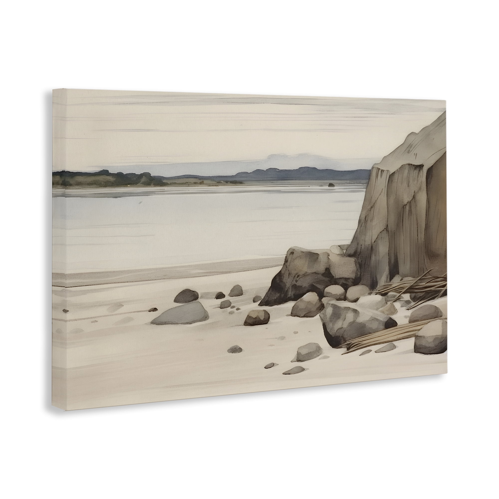Stupell Industries Beach Cliff View Landscape & Nature Painting Wrapped Canvas Art Print Wall Art, 24 x 16