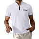 thumbnail image 2 of Blusa y camisa de cuello alto de manga corta para hombre, blusa informal de verano a la moda de color liso con cuello alto y cremallera, blusa/camiseta para hombre., 2 of 3