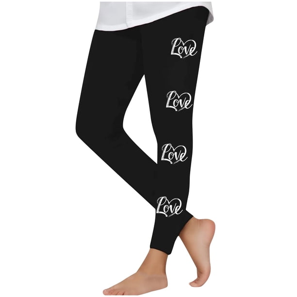 Odeerbi 3-8 Años Niñas Leggings Día de San Valentín Impreso Medias Elásticas Pantalones de Verano Cintura Alta Suave Pantimedias