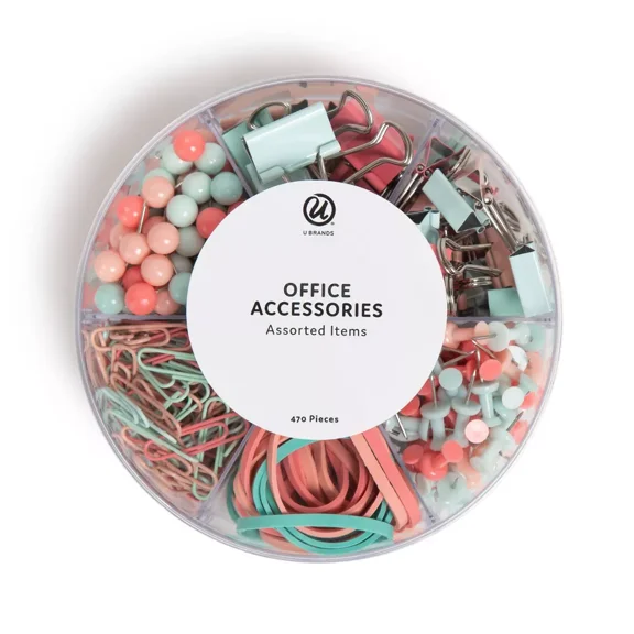 470pc Round Office Accessory Set Coral