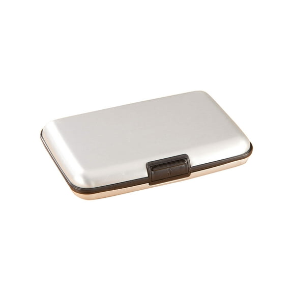 RFID Aluminum Credit Card Holder, Crushproof Design, Aluminum Design - Silver Design, Measures 4 1/4" Long x 3" Wide x 3/4" Deep