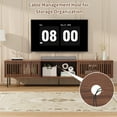 thumbnail image 6 of Hommpa TV Stand for 55/65/75/80 inch TV with 2 Slatted Doors, Mid Century Modern TV Console for Living Room Bedroom, Storage Cabinets Open Shelf Entertainment Center for Gaming Media Console, Walnut, 6 of 11
