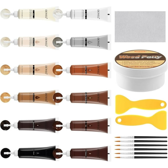 Wood Putty Wood Filler Wood Furniture Repair Kit, 12 Colors Wood Filler Stainable and Water-Based Wood Putty Floor Touch Up Kit Cover Surface Scratch for Wooden Floor Table Cabinet