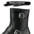 thumbnail image 4 of HARVEST LAND Women Low Heel Ankle Boots Fashion Faux Lined Zipper Buckles Biker Booties, 4 of 10