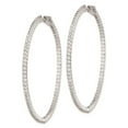 thumbnail image 2 of Primal Silver Sterling Silver Rhodium-plated Cubic Zirconia In and Out Hinged Hoop Earrings, 2 of 4