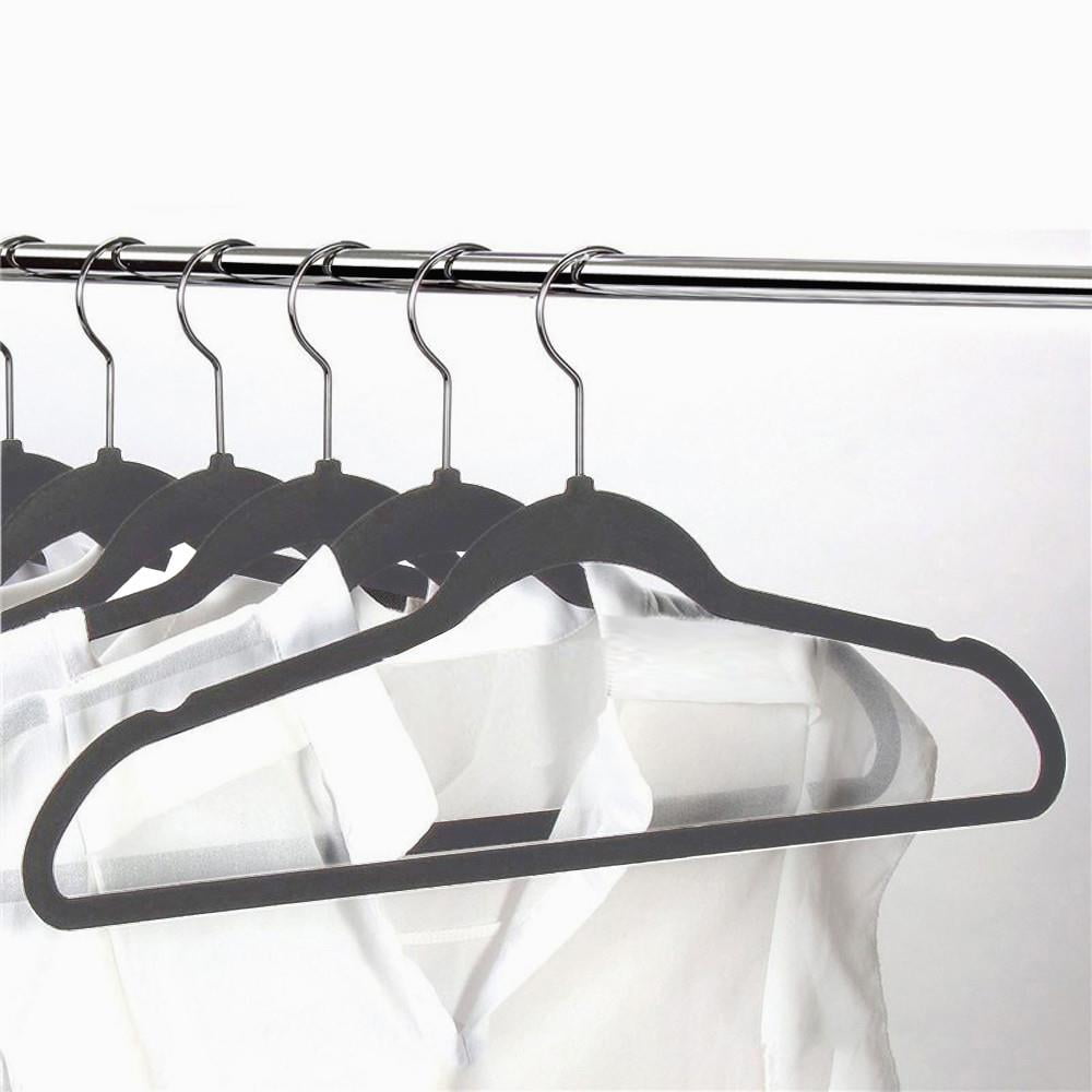 Alden Design 100 Pieces Non-Slip Velvet Hangers for All Ages, Gray