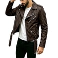 thumbnail image 2 of LYSMORA 2026 Men's Asymmetric Zip Faux Leather Jacket, Lapel Collar Belted Waist Multi Zipper Pockets Loose Fit Biker Casual Outerwear, 2 of 8