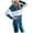 Blue, variant on Herrnalise Women's Knitted Crop Tops Women Fashion Stripe Leopard Print Comfortable Long Sleeves Sweater Tops Pullover Jumper Sweaters