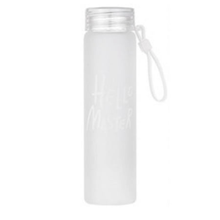 

2 PCS 400ml Gradient Colorful Frosted Glass Water Bottle Fresh Student Tote Water Cup Letters Pattern white 19*6cm