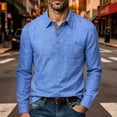 thumbnail image 2 of akafmk Mens Long Sleeve Shirts Button Front Collared Shirt with Pocket Linen-Like Breathable Fall Tops, Size 2XL, 2 of 8