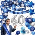 thumbnail image 4 of YANSION 60th Birthday Decorations for Men, Navy Blue Silver 60th Birthday Decorations 60th Happy Birthday Banner, Number 60 Printed Balloons Blue Silver Decor for 60 Year Old Birthday Party, 4 of 7