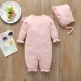 thumbnail image 4 of WUANDIXFA Infant Newborn Baby Girl Long Sleeve Romper Clothes Outfit with Cute Hat Jumpsuit 3 6 9 12 Months,Pink,9-12 Months, 4 of 8