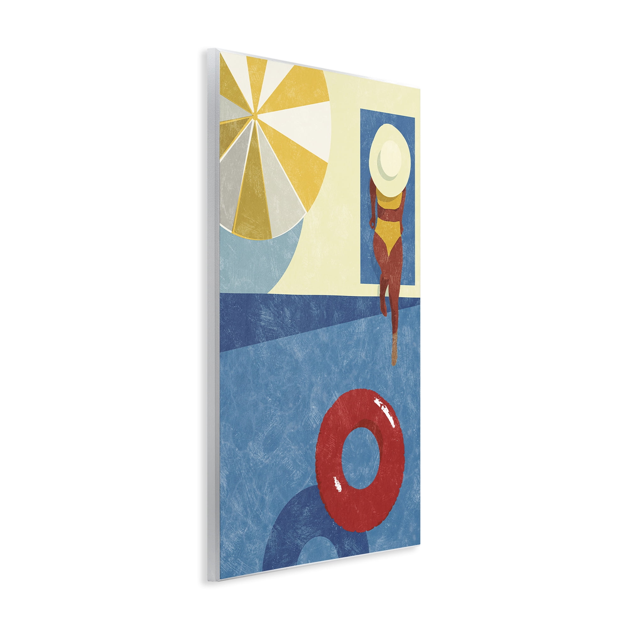 Stupell Industries Summer Poolside Girl Novelty Painting Unframed Art Print Wall Art, 13 x 19