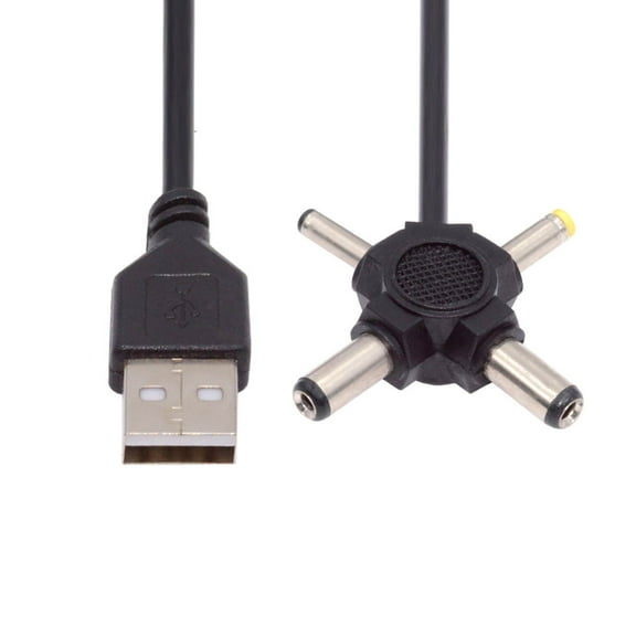 JSER USB 2.0 Type-A Male to 4-in-1 DC 5V 5.5x2.5mm 5.5x2.1mm 4.0x1.7mm 3.5x1.3mm Power Plug Barrel Connector Charge Cable