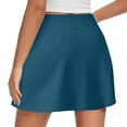 thumbnail image 3 of Mothers Day Gifts! QATAINLAV Yoga Clothes for Women High Waisted Tummy Control Tennis Skorts Solid Color Casual Inner Shorts Golf Skirts with Pockets Blue XL, 3 of 8