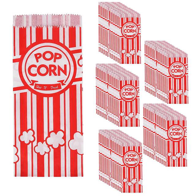 Paper Popcorn Bags Leak-Proof Grease Popcorn Bags Disposable Paper Popcorn Container for
