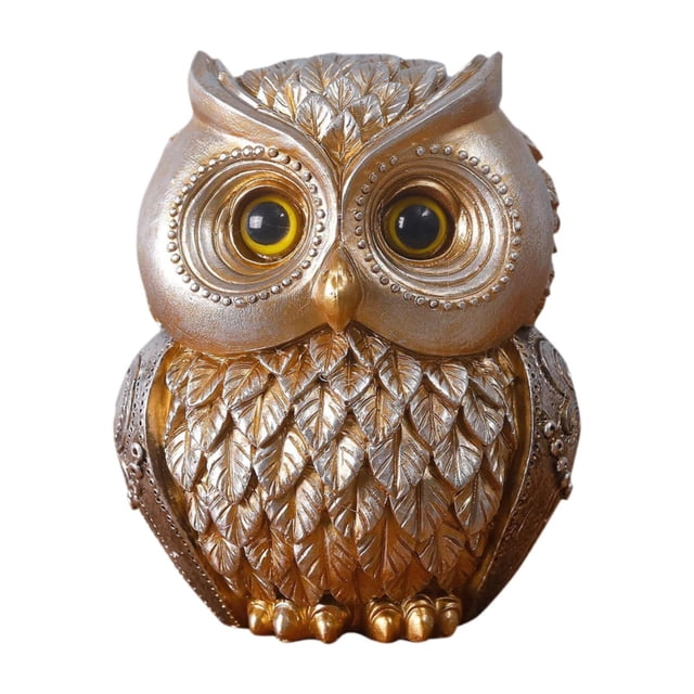 Colección Búho Adorno Escultura Búho Estatua Pájaros Figura para Alféizar Sala de Estar oro