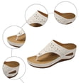 thumbnail image 5 of Rokment Women's Beach Orthopedic Wedges Flip Flops Summer Fashion Comfortable Leather Arch Support Platform Thongs Slip on Dress Walking Slides Sandals for Woman White Size 9.5, 5 of 7