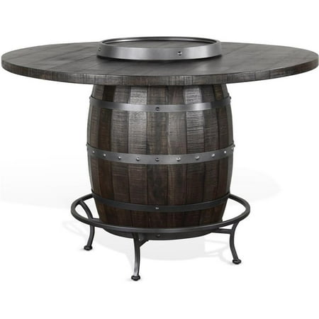 Pemberly Row 54 Round Mid-Century Wood Pub Table in Tobacco Leaf