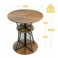 thumbnail image 6 of Yoneston 30-inch Round Bar Table, Wood Small Pub Table Metal Breakfast Nook Table with Storage Shelves for Dining Room Living Room Kitchen, Rustic Brown (Only Table), 6 of 9