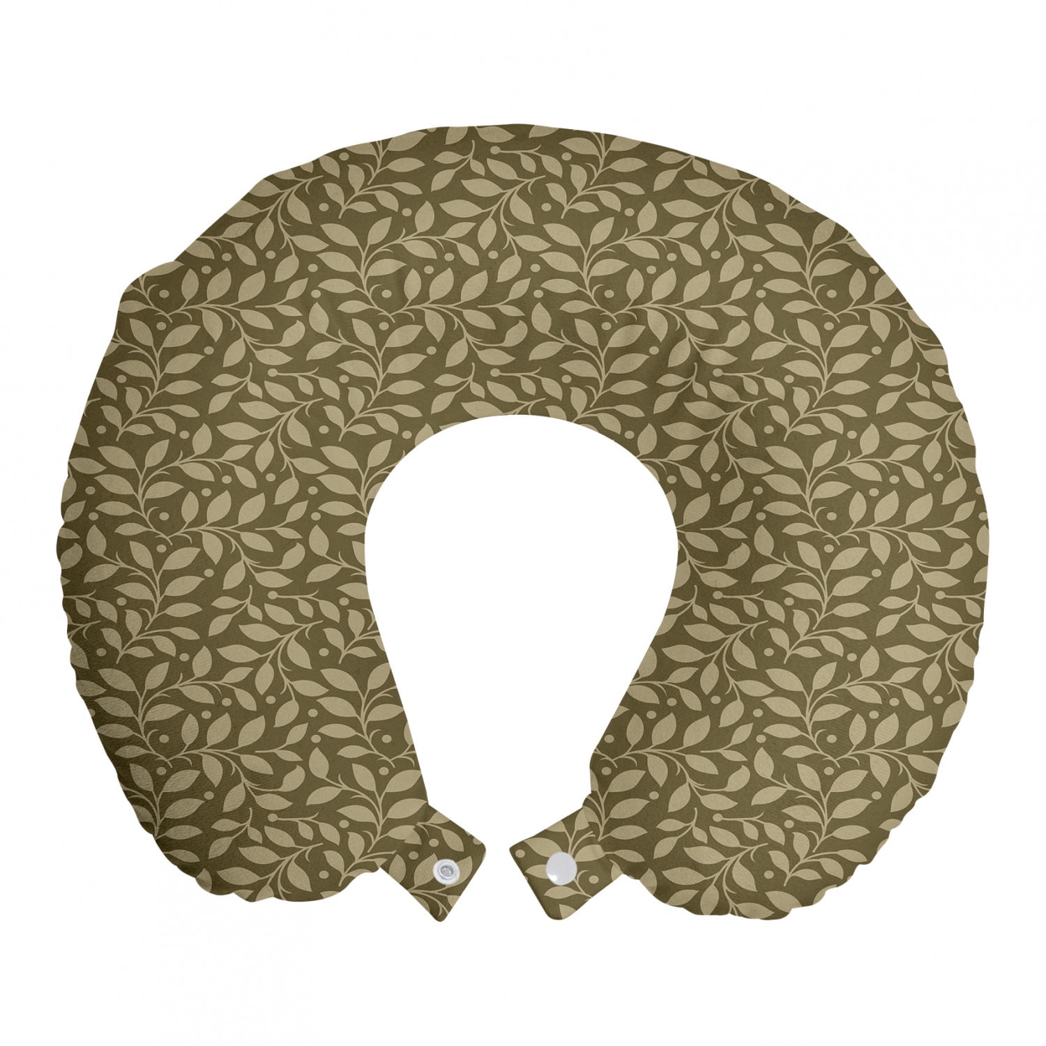 Leaves Travel Pillow Neck Rest, Old Fashioned Style Abstract Leafy