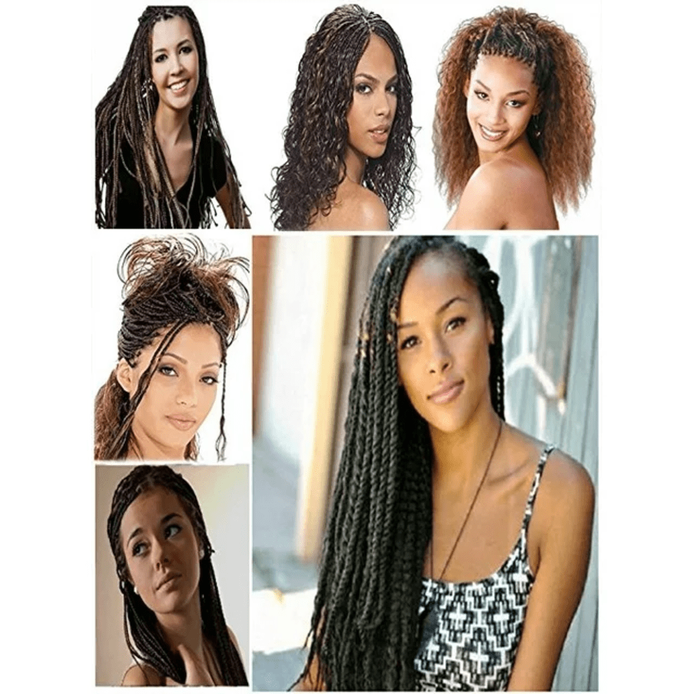 Wet N Wavy Bulk Virgin Remy Hair Synthetic Fibers for Box Braiding Crochet Braids Make Wave By Hot Water - 2 Pack DEAL Length 18 Inch ( #1B/350)