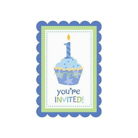 Amscan Sweet Little Cupcake - Amscan Sweet Little Cupcake Boy Postcard Invitations - 20 ct