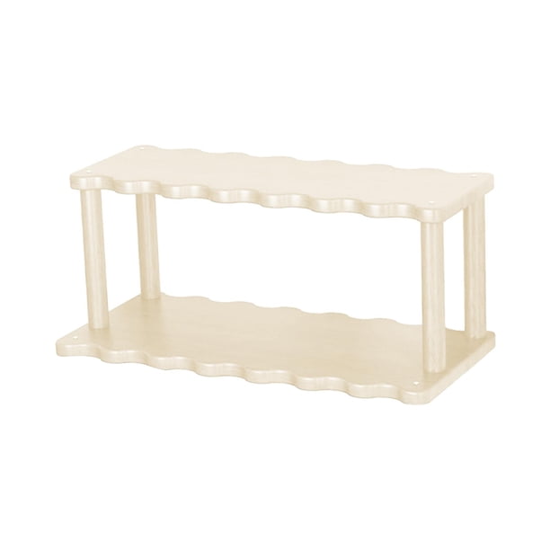 Organizador de maquillaje de escritorio, expositor multiusos, elegante vaso de bambú de doble capa. Blanco