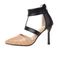 thumbnail image 5 of KBODIU Women's Heels, Women Stiletto High Heels Sandals Back Zip Ankle Strap Sandals Super High Heel Pointed Toe Stilettos Wedding Heels Prom Heels Heeled Sandals Beige 45, 5 of 6