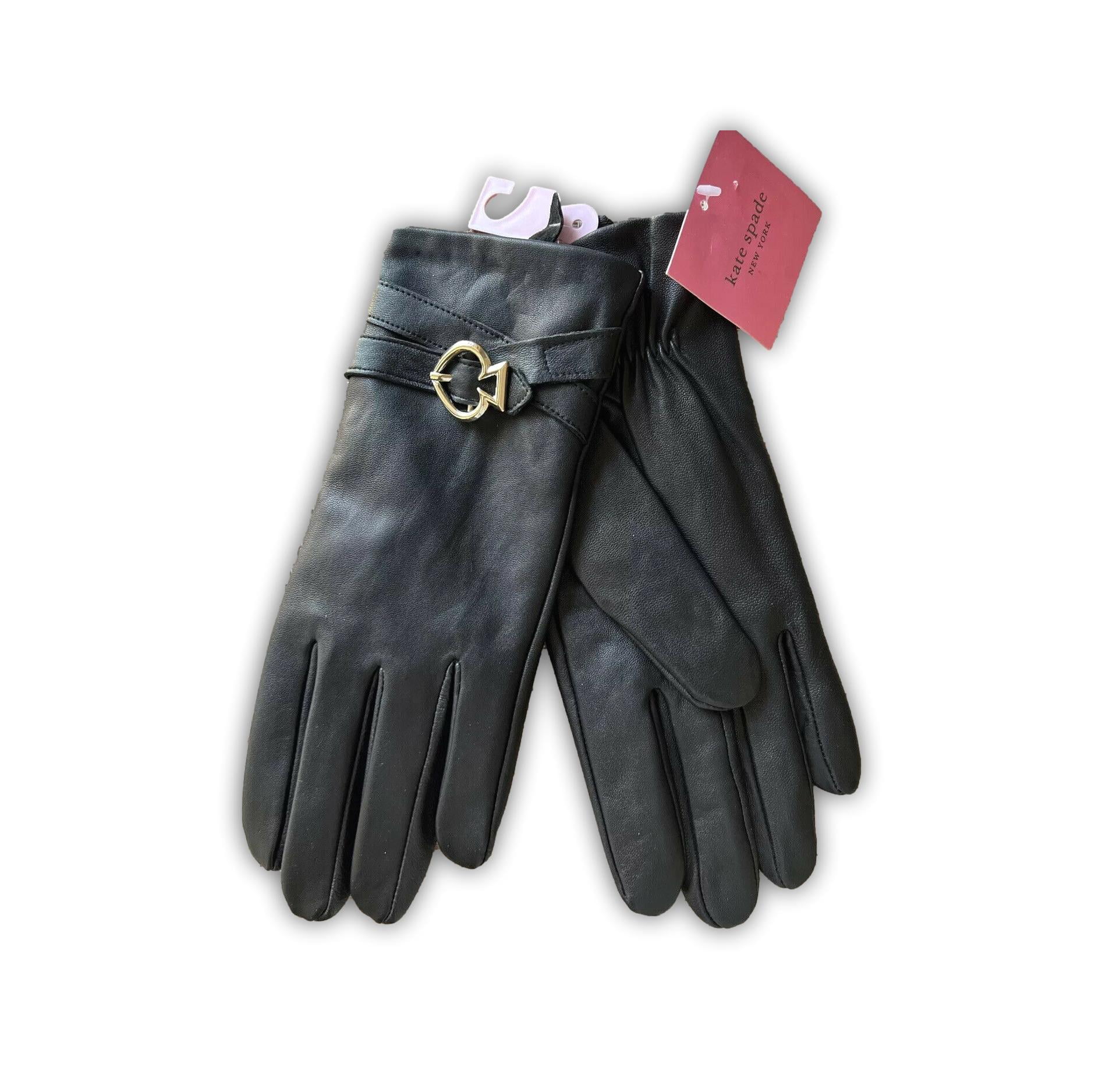 Kate Spade New York Women's Leather Spade Buckle Gloves Size Medium -  