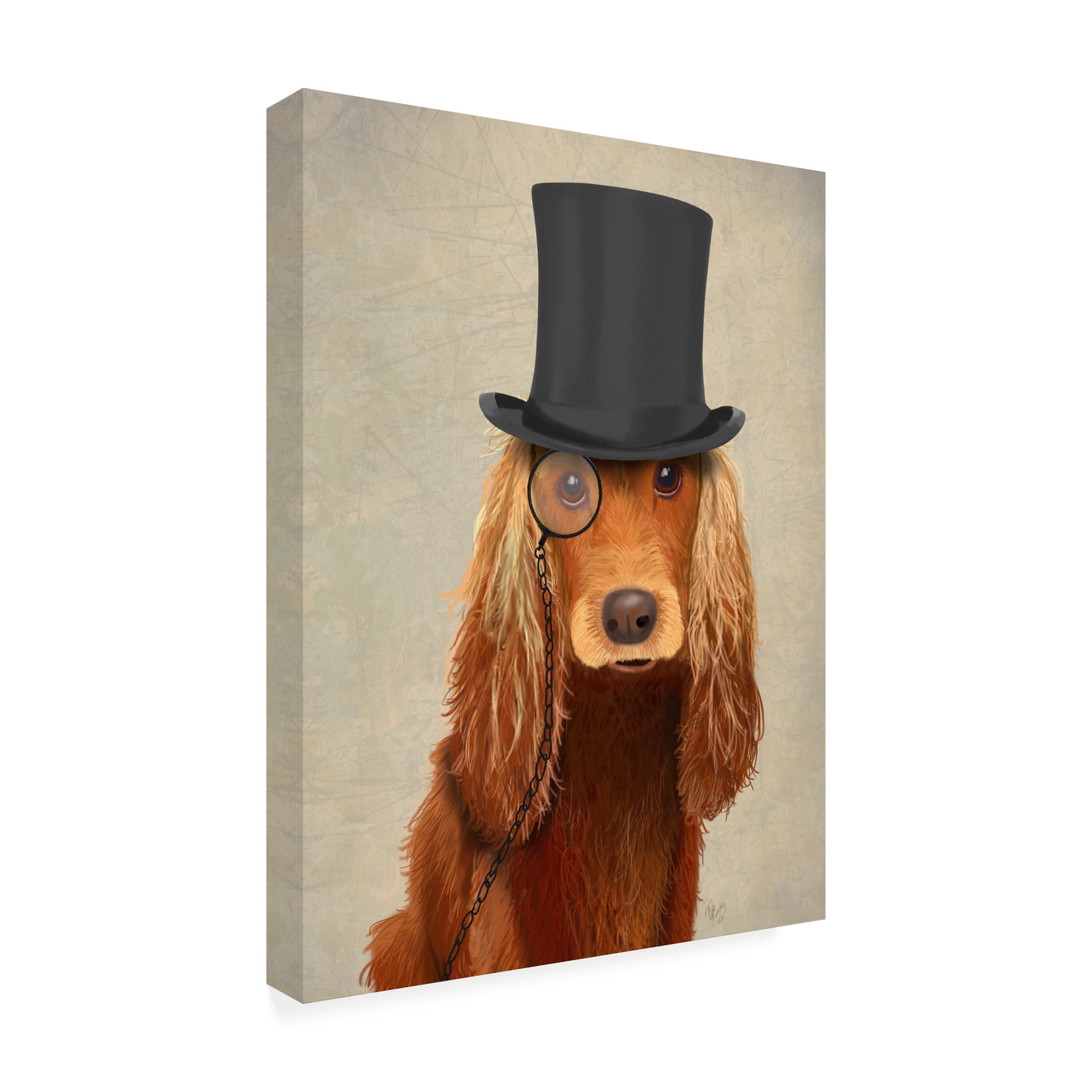Trademark Fine Art 'Cocker Spaniel, Formal Hound And Hat' Canvas Art by Fab Funky