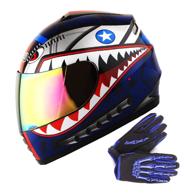 Casco integral de moto para jóvenes WOW Shark Blue, talla L