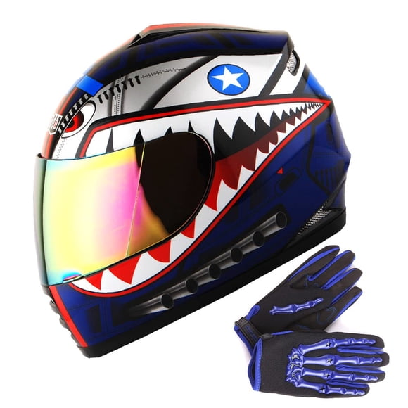 Casco integral de moto para jóvenes WOW Shark Blue, talla L
