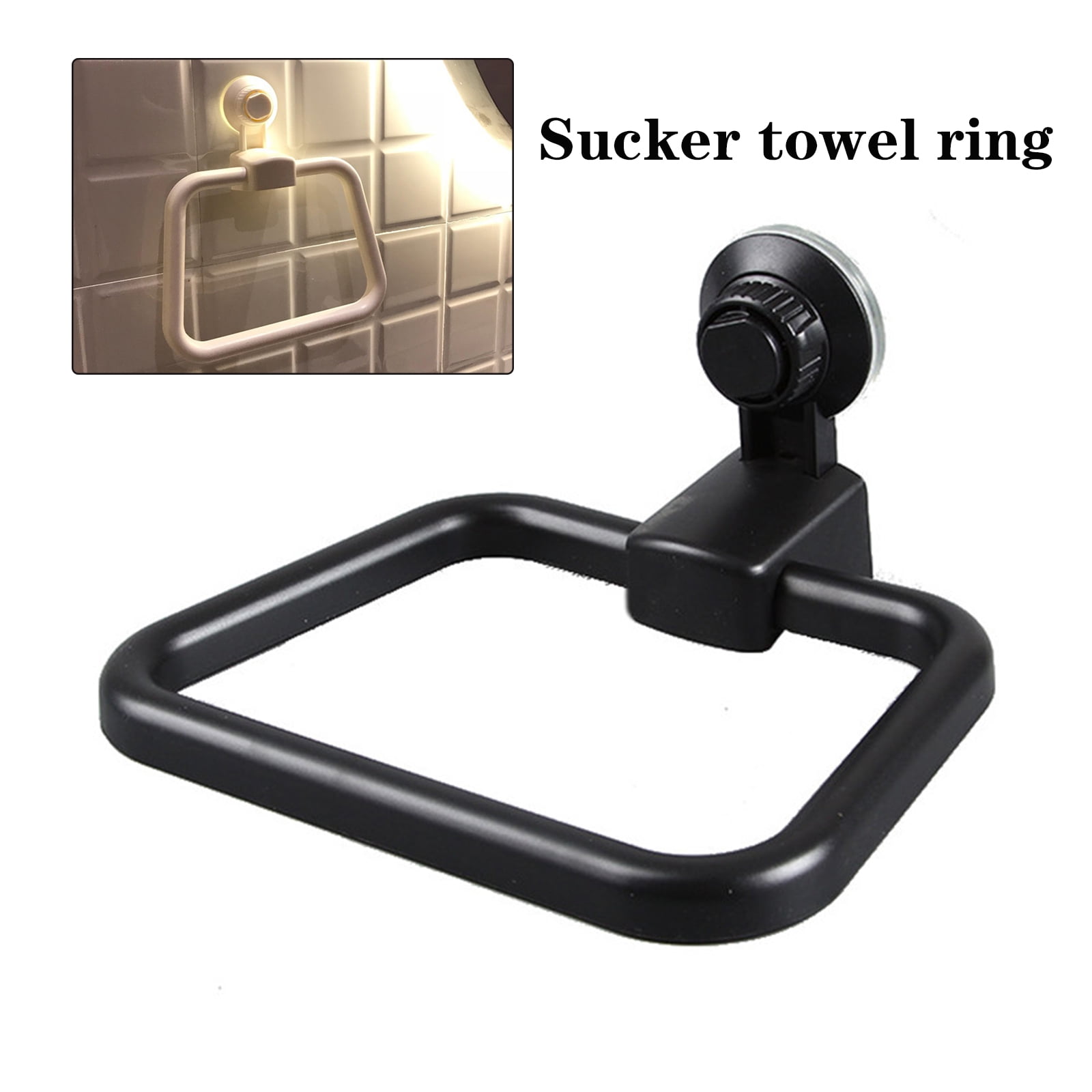 ABS Suction Cup Stainless Steel Towel Rings Wall Mounted Bathroom Towel Racks 