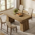 thumbnail image 5 of Rectangular 55" Dining Table for 4-6, Mid-Century Modern Kitchen Dining Table, Yellow, 5 of 8