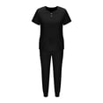 thumbnail image 5 of WRKEKC Scrubs for Women Button Front Quick Dry Solid Color Fashion Short Sleeve V-Neck Cuffed Pants Nursing Uniform Set, 5 of 6