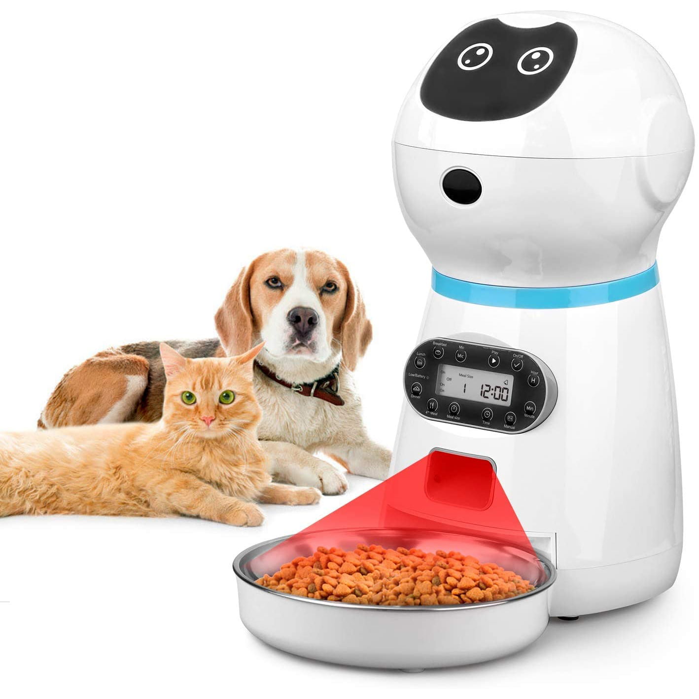Automatic Cat Feeder, Auto Dog Food Dispenser with Stainless Steel Food Stainless Steel Automatic Cat Feeder