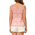 thumbnail image 4 of INSPIRE CHIC Women's Summer Floral Blouse Bow Tie Decor Casual Tank Tops M Pink, 4 of 8