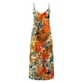 thumbnail image 4 of Giftesty Summer Dresses for Women Fashion Women Summer Casual Solid V-Neck Camis Sleeveless Long Dress, 4 of 5