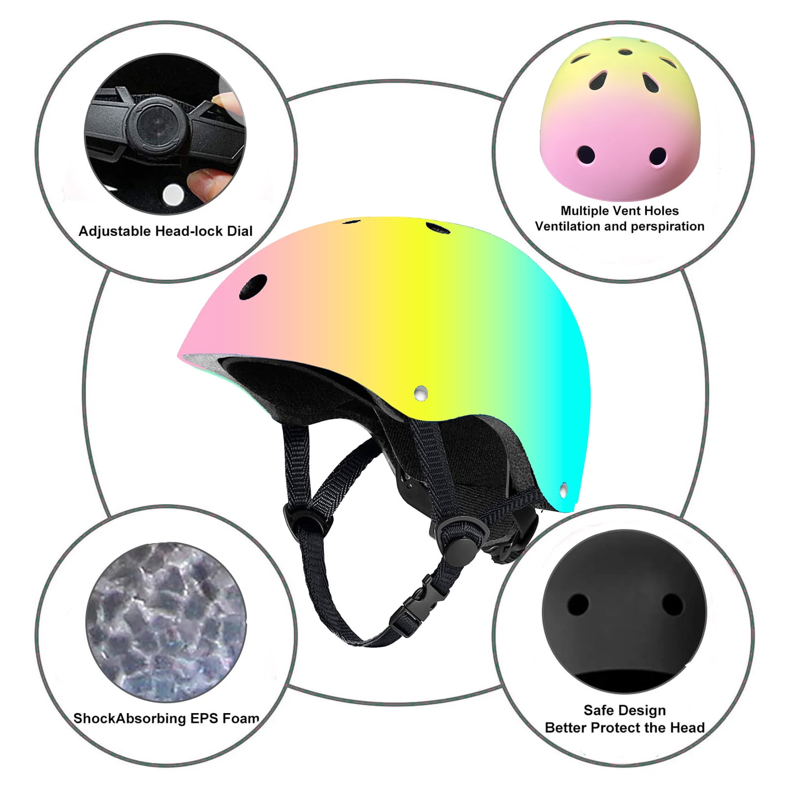 Yuphony Bike Helmet Toddler Helmet Ages 2-8 Years Old Boys Girls Multi-Sport Helmet Adjustable Cycling Multi-Sport for Football Roller Skating Scooter Pink
