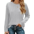 thumbnail image 2 of Fantaslook Womens Tops Textured Long Sleeve Shirts Casual Fall Tops Lightweight Pullover, 2 of 8