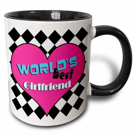 3dRose Worlds Best Girlfriend - Two Tone Black Mug,
