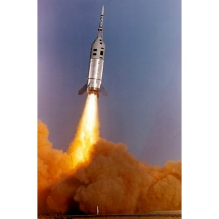 USA New Mexico White Sands Missile Range low angle view of a rocket taking off Little Joe II Poster