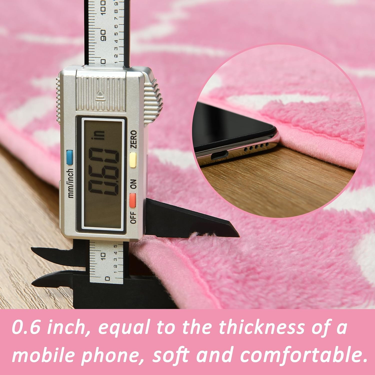 TWINNIS 5'x8' Area Rug Geometric Non Slip Fluffy Carpet,Soft Plush Polyester Rug for Living Room Bedroom,Pink White