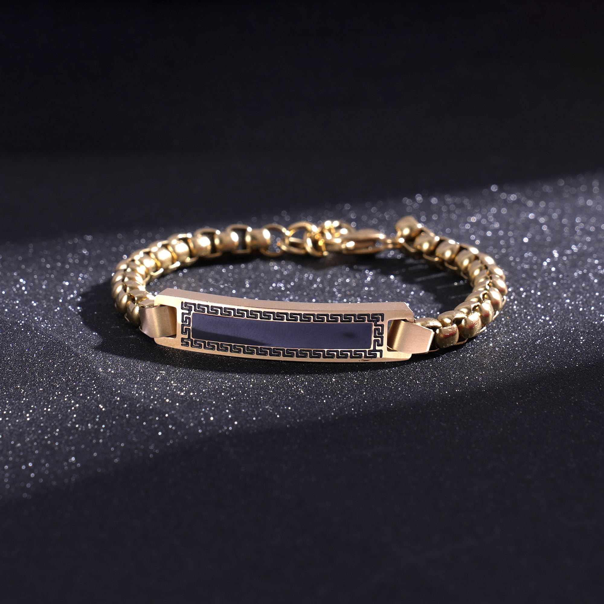 Iron Saints Men 18K Gold Plated Classic ID Bracelets for Men, Stainless Steel, Men Luxury Jewelry