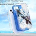 thumbnail image 2 of SaniMore for iPhone 14 Plus (6.7" 2022 Release) Case, Fashion Marble Pattern for Girls Women Shockproof Bumper Wireless Charging Hybird PC TPU Tri-layer Anti-drop Shell, Black & Blue Marble, 2 of 7