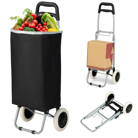 YYEAN Foldable Shopping Cart | Portable Lightweight Grocery Dolly with Adjustable Handle | Heavy-Duty Utility Cart for Grocery Shopping, Errands & Storage
